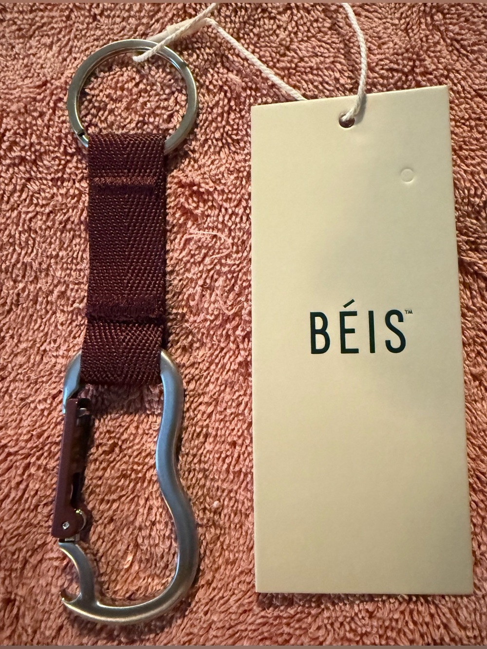 BEIS Burgundy Carabiner Keychain Brand New With Tags